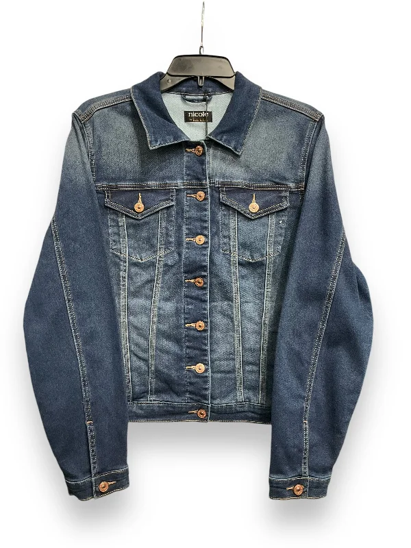 Jacket Denim By Nicole By Nicole Miller In Blue Denim, Size: L Toggled Jacket Drawstring Jacket Belted Jacket Jacket Denim By Nicole By Nicole Miller In Blue Denim, Size: L Toggled Jacket Drawstring Jacket Belted Jacket
