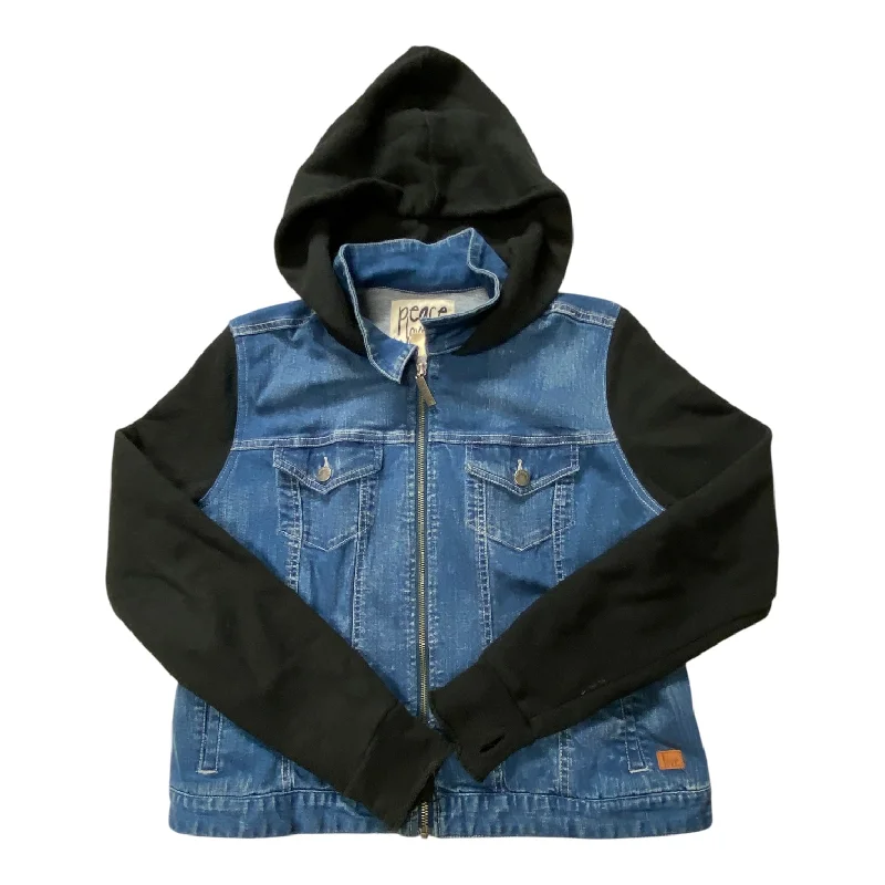 Jacket Denim By Peace Love World In Black & Blue, Size: M Plaid Jacket Tartan Jacket Houndstooth Jacket Jacket Denim By Peace Love World In Black & Blue, Size: M Plaid Jacket Tartan Jacket Houndstooth Jacket