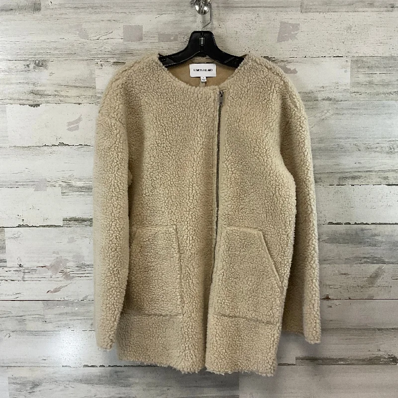 Jacket Faux Fur & Sherpa By Elizabeth And James In Cream, Size: S Boat Neck Shawl Collar Notched Collar Jacket Faux Fur & Sherpa By Elizabeth And James In Cream, Size: S Boat Neck Shawl Collar Notched Collar