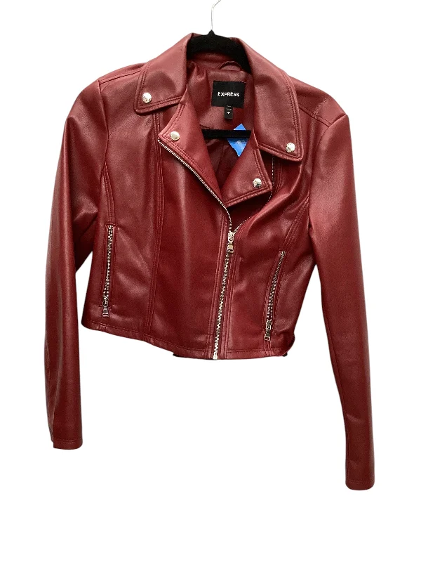 Jacket Moto By Express In Red, Size: S Anorak Shell Jacket Lightweight Jacket