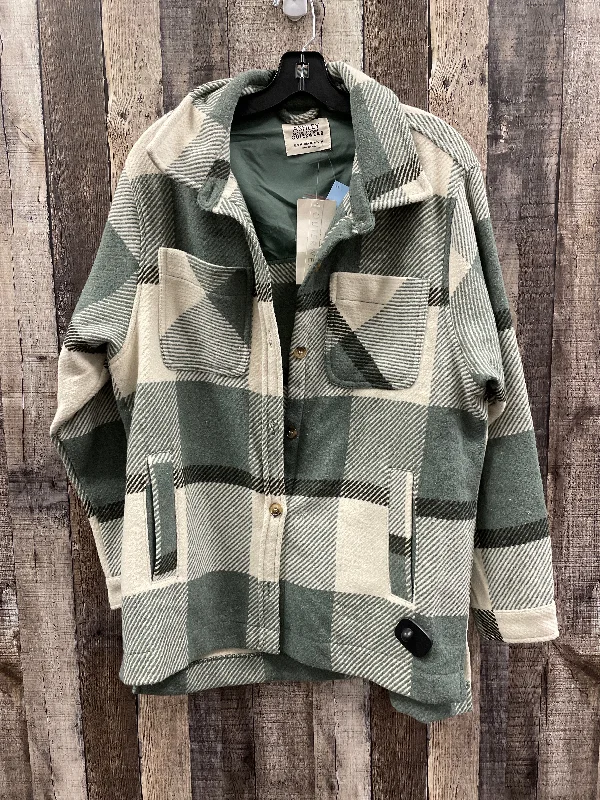 Jacket Shirt By Ashley In Green, Size: M Satin Jacket Silk Jacket Chiffon Jacket