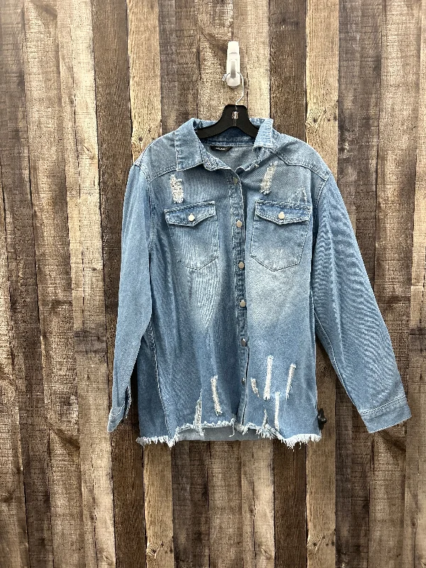 Jacket Shirt By Cme In Blue Denim, Size: Xl Faux Fur Jacket Real Fur Jacket Shearling Jacket Jacket Shirt By Cme In Blue Denim, Size: Xl Faux Fur Jacket Real Fur Jacket Shearling Jacket