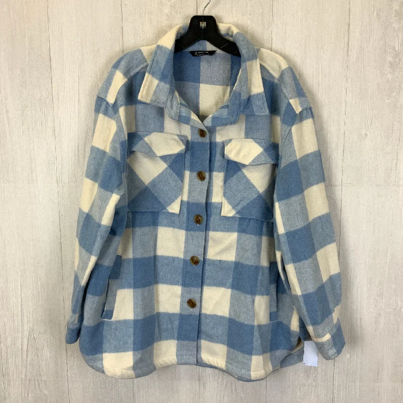 Jacket Shirt By Members Mark In Plaid Pattern, Size: Xl A-Line Jacket Boat Neck Shawl Collar Jacket Shirt By Members Mark In Plaid Pattern, Size: Xl A-Line Jacket Boat Neck Shawl Collar