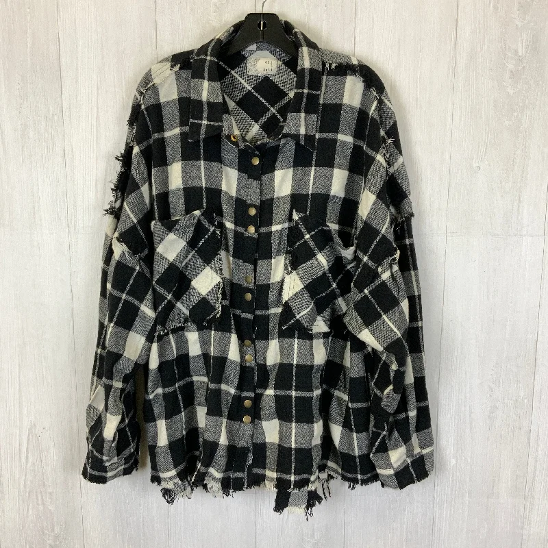 Jacket Shirt By Oli & Hali In Plaid Pattern, Size: L Bomber Jacket Anorak Windbreaker Jacket Shirt By Oli & Hali In Plaid Pattern, Size: L Bomber Jacket Anorak Windbreaker