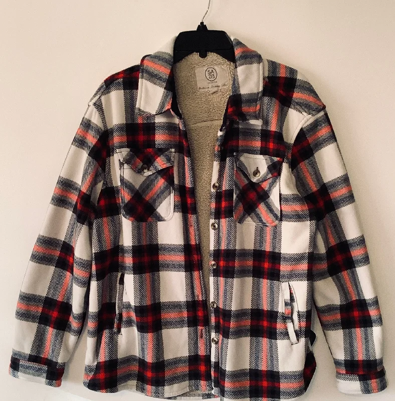 Jacket Shirt By Sage In Plaid Pattern, Size: Xl Cotton Fabric Linen Fabric Terry Fabric Jacket Shirt By Sage In Plaid Pattern, Size: Xl Cotton Fabric Linen Fabric Terry Fabric