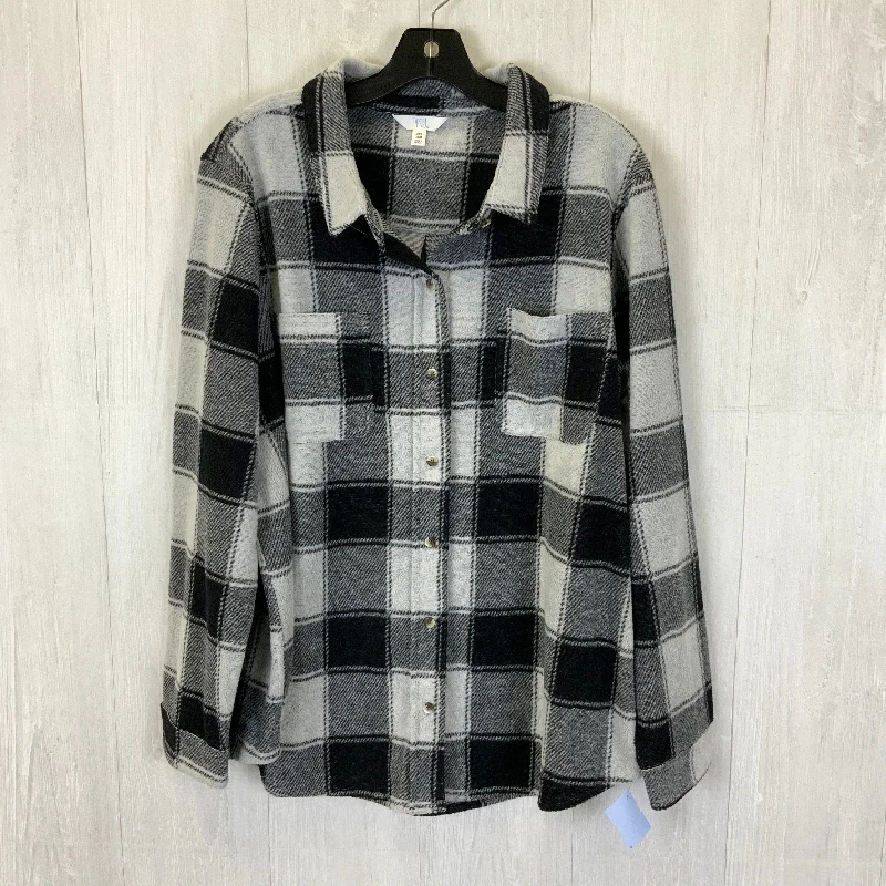 Jacket Shirt By Time And Tru In Plaid Pattern, Size: Xxl Rayon Jacket Velvet Jacket Corduroy Jacket Jacket Shirt By Time And Tru In Plaid Pattern, Size: Xxl Rayon Jacket Velvet Jacket Corduroy Jacket