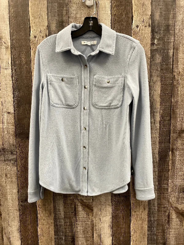 Jacket Shirt By Workshop In Blue, Size: Xs Front Pockets Side Pockets Patch Pockets
