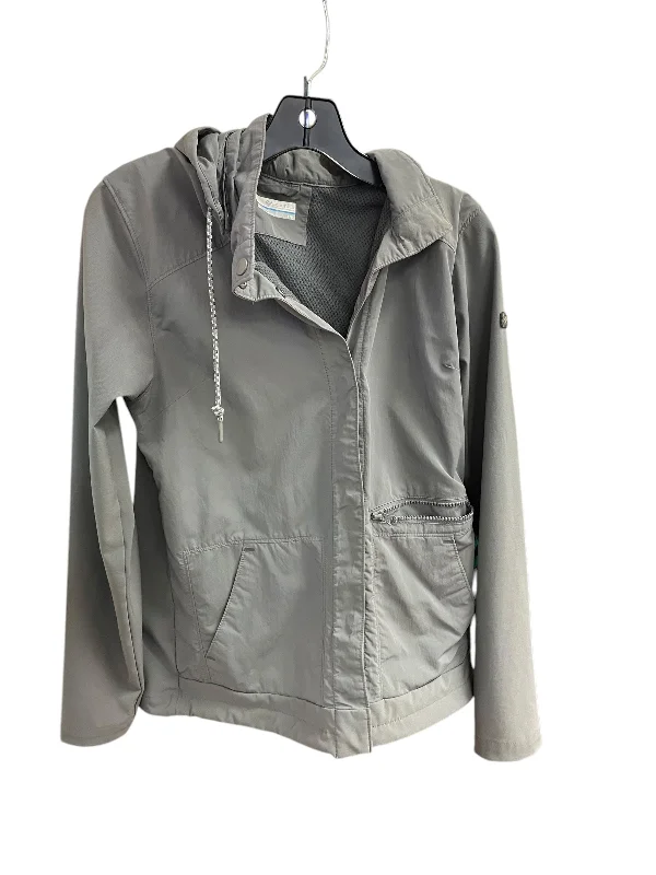 Jacket Windbreaker By Columbia In Grey, Size: S Front Pockets Side Pockets Patch Pockets Jacket Windbreaker By Columbia In Grey, Size: S Front Pockets Side Pockets Patch Pockets