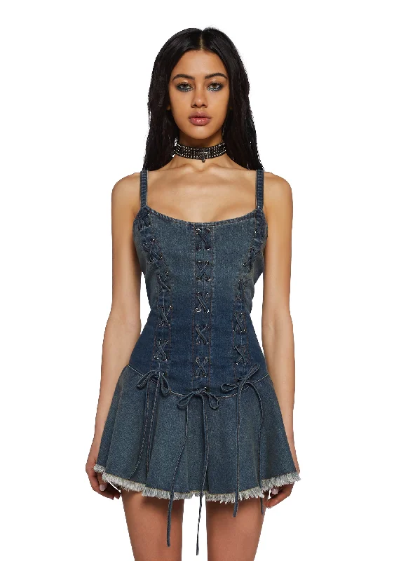 Little Miss Attitude Mini Dress - Blue Fashionable Mini Dress with Pockets