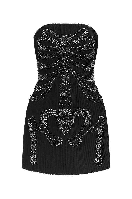 LUCIE STRAPLESS MINI DRESS Elegant Floral-Print Mini Dress
