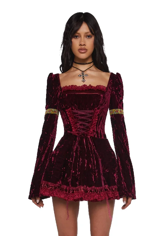 Myths N' Legends Mini Dress - Burgundy Comfortable One-Shoulder Mini Dress