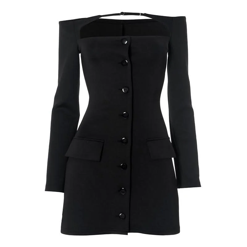 Off shoulder long sleeve button hollow out cut out mini dress Elegant Velvet Mini Dress Off shoulder long sleeve button hollow out cut out mini dress Elegant Velvet Mini Dress