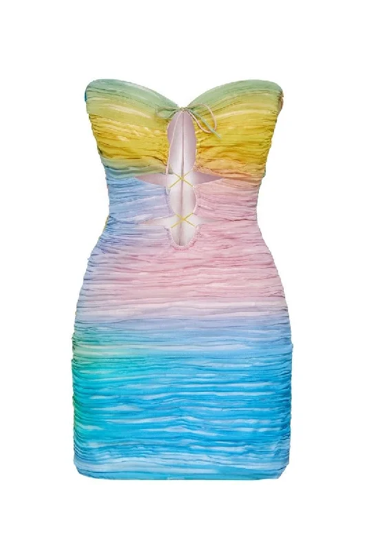 PEPPER MULTICOLOR STRAPLESS MINI DRESS Comfortable Linen Mini Dress