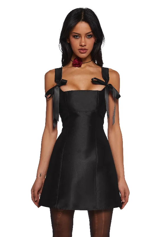 Pixie Stardust Mini Dress - Black Cozy Jersey Mini Dress