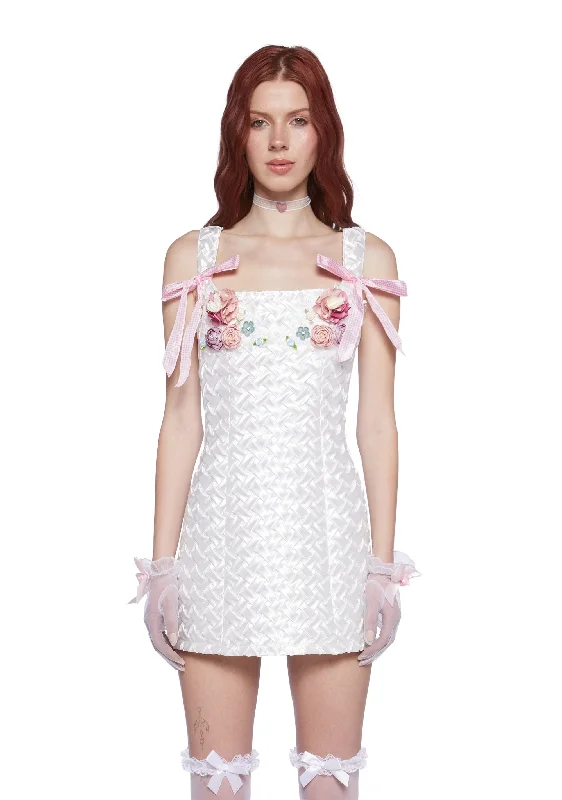 Pixie Stardust Mini Dress - Floral Basket Elegant Off-Shoulder Dress Mini