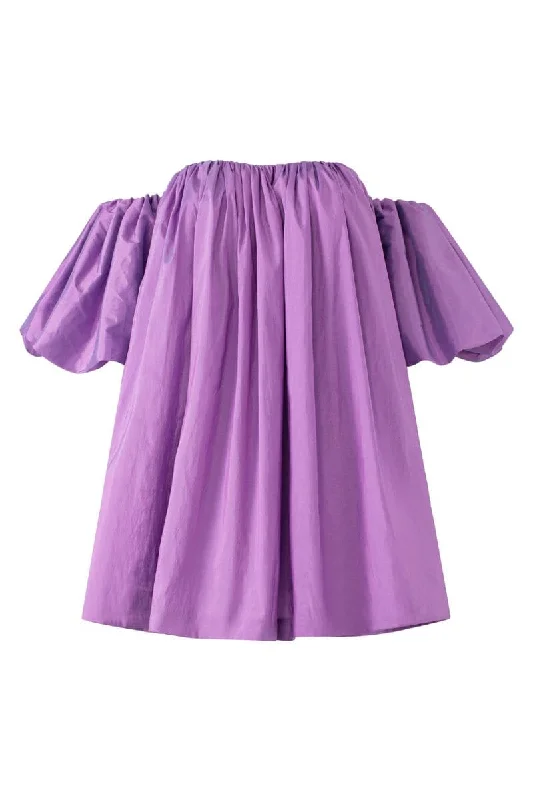 PURPLE EMMELINE SILK TAFFETA STRAPLESS MINI DRESS Fashionable Mini Dress with Slits