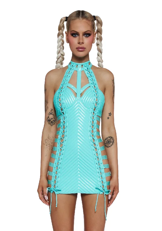 Rude Awakening Mini Dress - Teal Comfortable Fit-and-Flare Mini Dress