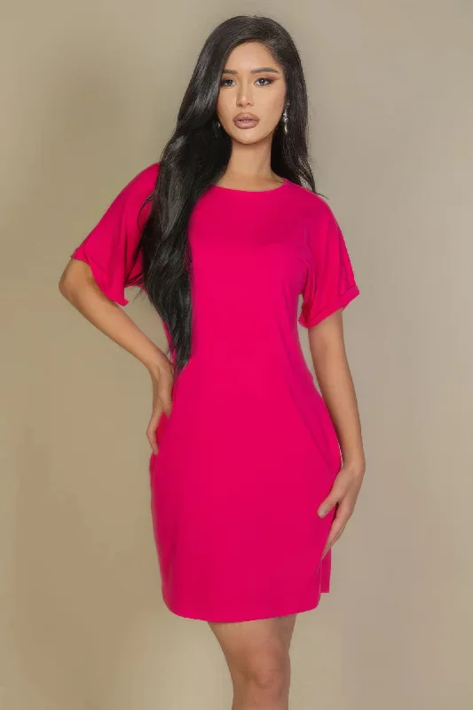 Blue Zone Planet |  Side Pocket Double Folded Mini Dress Classic Floral Mini Dress