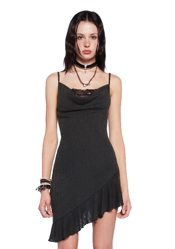 Sweet Zephyr Asymmetrical Mini Dress Cozy Cotton Mini Dress