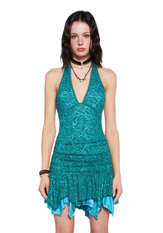 Tales Of Fantasy Mini Dress - Blue Stylish Puff Sleeve Mini Dress