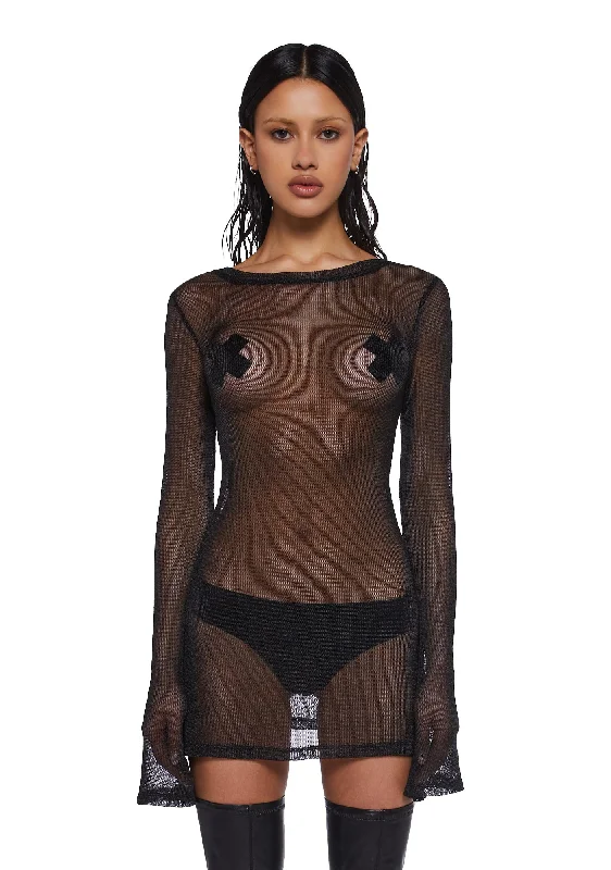 Tempo Metallic Knit Mini Dress - Black Comfortable Linen Mini Dress