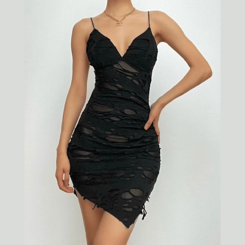 Textured v neck solid spaghetti strap backless mini dress Cozy Satin Mini Dress