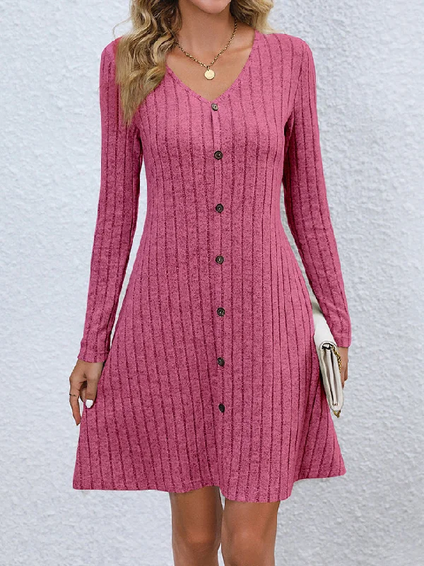 V-Neck Long Sleeve Mini Dress Chic Mini Dress with V-Neck
