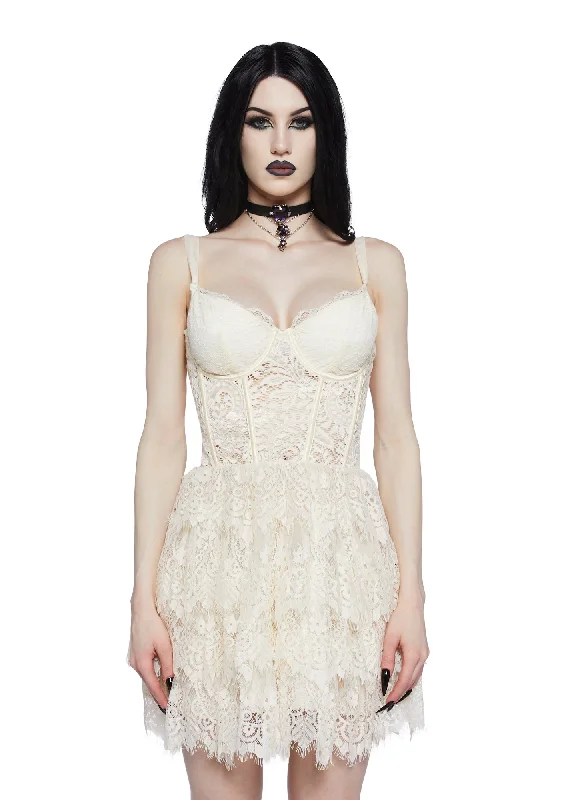 Wished Upon Lace Ruffle Mini Dress - Off White Cozy T-Shirt Mini Dress