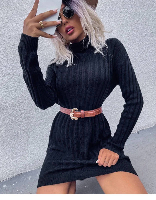 Blue Zone Planet | Pit Strip Turtleneck Long Sleeve Loose Sweater Mini Dress Comfortable Bodycon Mini Dress Blue Zone Planet | Pit Strip Turtleneck Long Sleeve Loose Sweater Mini Dress Comfortable Bodycon Mini Dress