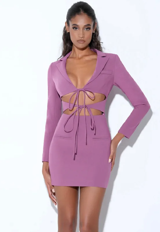 WYNN CUT OUT LONG SLEEVE MINI DRESS Cozy Cotton Mini Dress