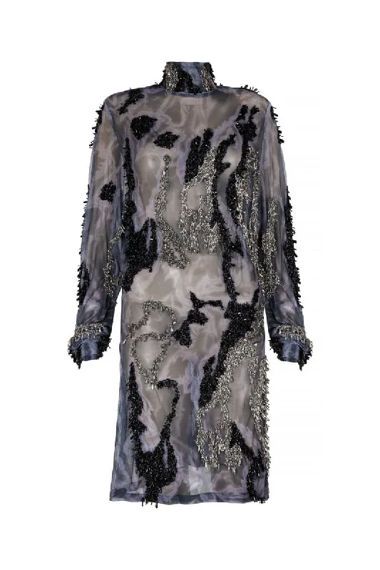 ZUSI BLACK GRAY MINI DRESS Comfortable Shift Mini Dress
