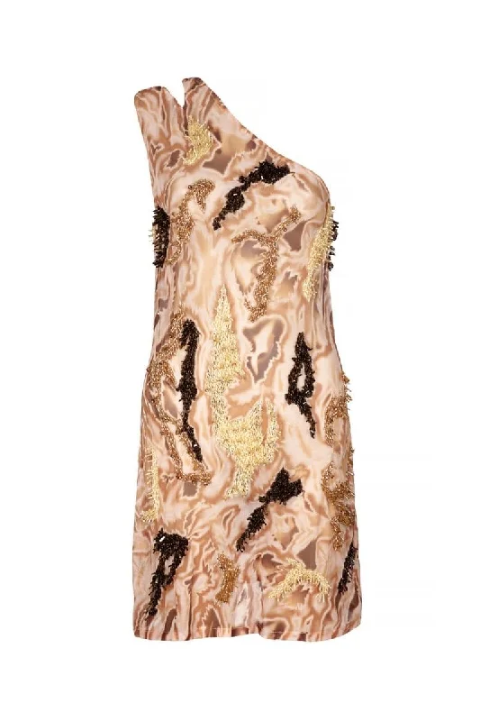 ZUSI BOWIE ONE-SHOULDER MINI DRESS Elegant Silk Mini Dress
