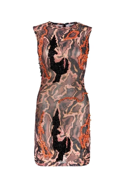 ZUSI SLEEVELESS NUDE BLACK MINI DRESS Classic Striped Mini Dress
