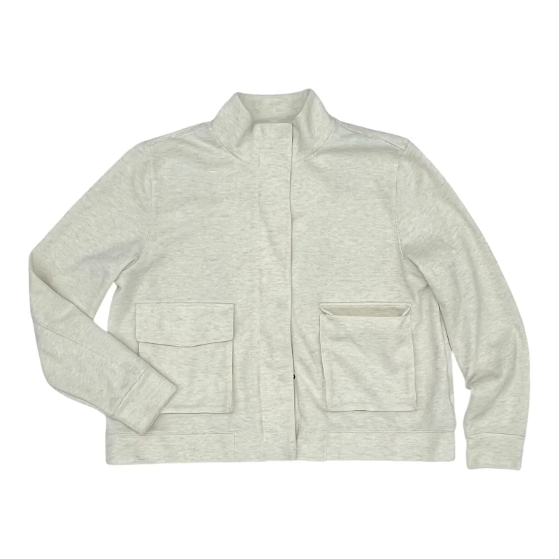 Athletic Jacket By Calia In Cream, Size:Xl Knit Fabric Woven Fabric Fleece Fabric