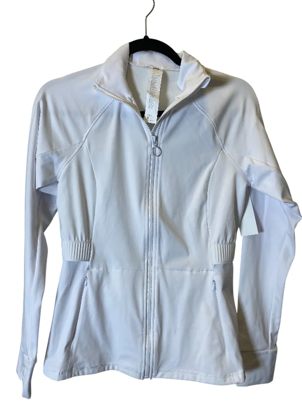 Athletic Jacket By Fabletics In White, Size: S Cotton Fabric Linen Fabric Terry Fabric Athletic Jacket By Fabletics In White, Size: S Cotton Fabric Linen Fabric Terry Fabric