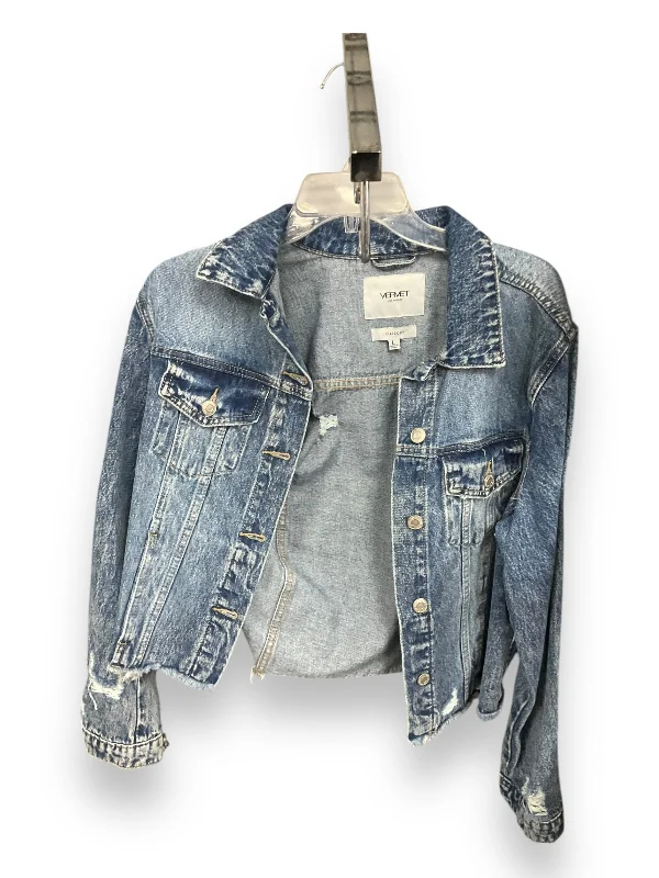Jacket Denim By Vervet In Blue Denim, Size: L Notch Collar Jacket Peter Pan Collar Jacket Cowl Neck Jacket Jacket Denim By Vervet In Blue Denim, Size: L Notch Collar Jacket Peter Pan Collar Jacket Cowl Neck Jacket