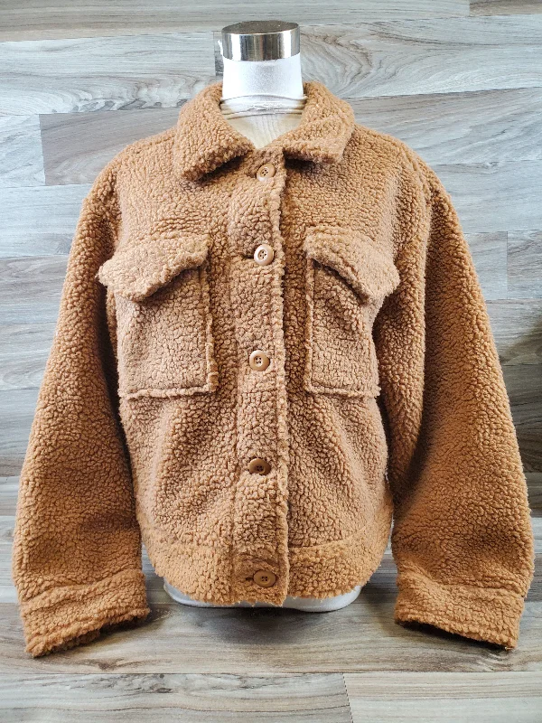 Jacket Faux Fur & Sherpa By American Eagle In Tan, Size: Xs Print Jacket Jacquard Jacket Embroidered Jacket Jacket Faux Fur & Sherpa By American Eagle In Tan, Size: Xs Print Jacket Jacquard Jacket Embroidered Jacket