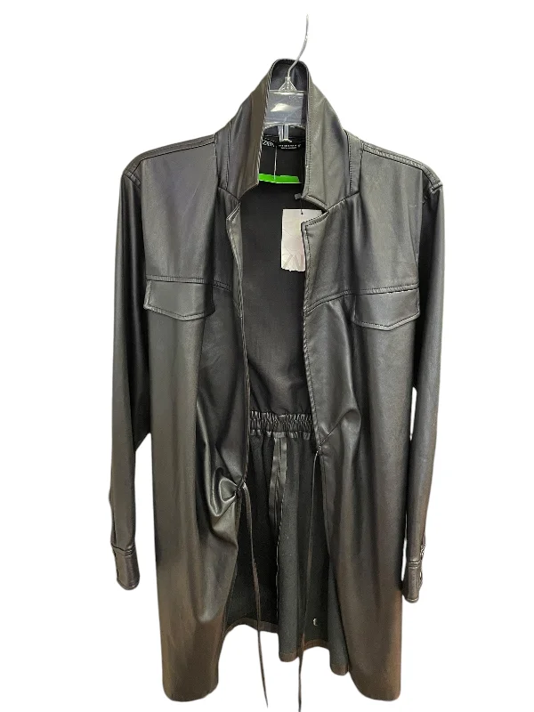 Jacket Leather By Zara In Black, Size: S Notch Collar Jacket Peter Pan Collar Jacket Cowl Neck Jacket Jacket Leather By Zara In Black, Size: S Notch Collar Jacket Peter Pan Collar Jacket Cowl Neck Jacket
