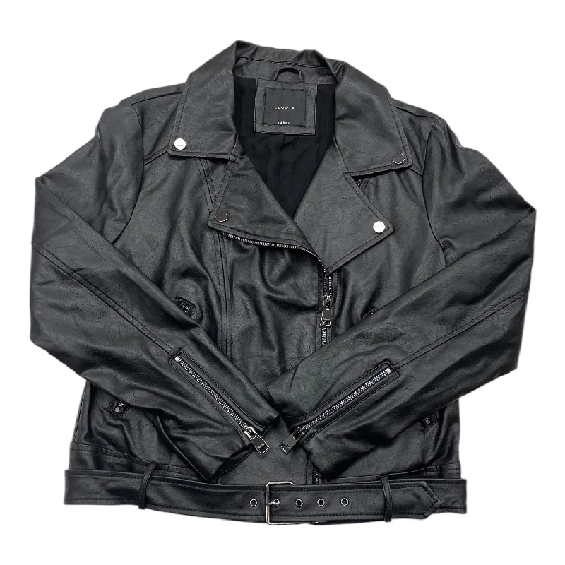 Jacket Moto By Elodie In Black, Size: L Anorak Shell Jacket Lightweight Jacket
