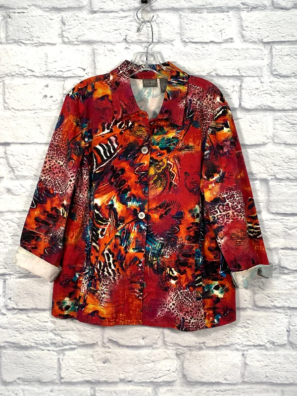 Jacket Other By Chicos In Red, Size: Xl Satin Jacket Silk Jacket Chiffon Jacket