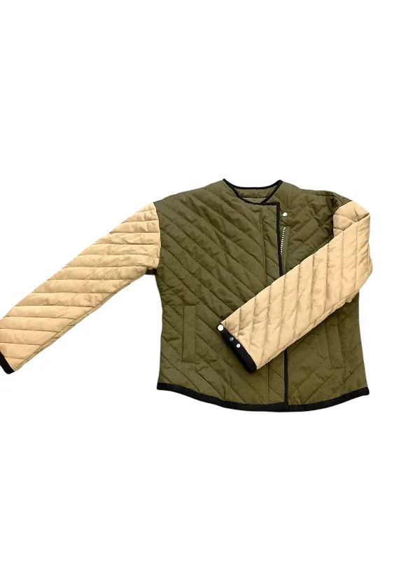 Jacket Puffer & Quilted By Frame In Green, Size: L Denim Fabric Leather Fabric Suede Fabric Jacket Puffer & Quilted By Frame In Green, Size: L Denim Fabric Leather Fabric Suede Fabric