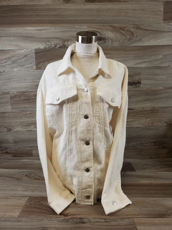 Jacket Shirt By Mi Ami In Cream, Size: M Rayon Jacket Velvet Jacket Corduroy Jacket
