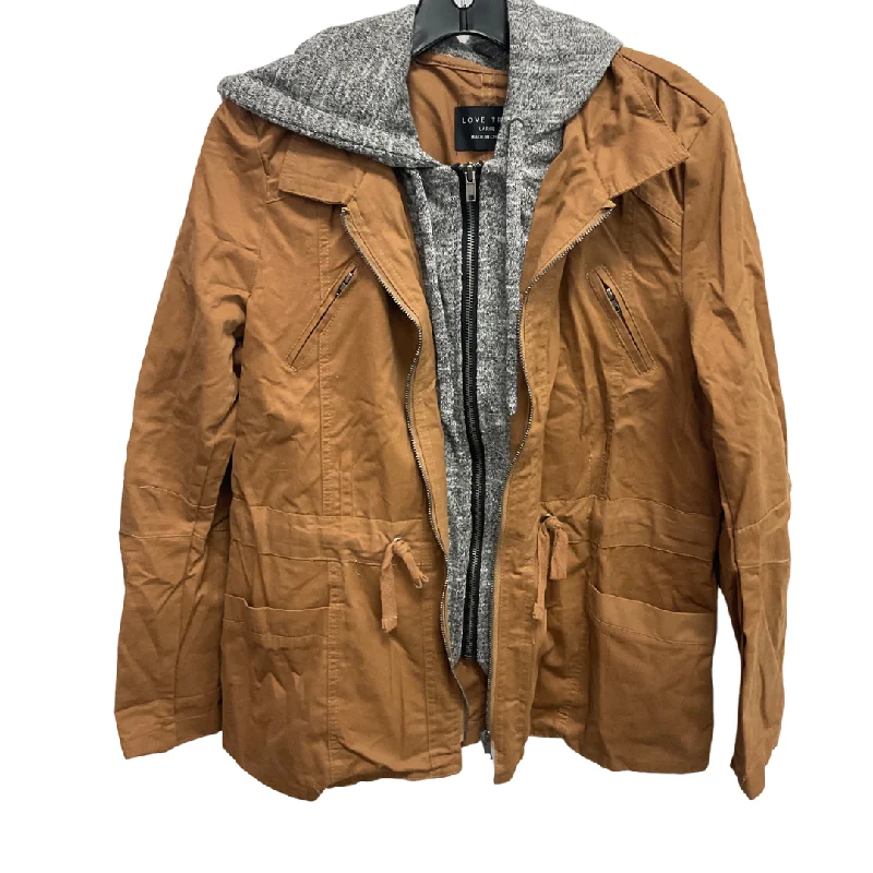 Jacket Utility By Love Tree In Tan, Size: L Trench Coat Raincoat Waterproof Jacket