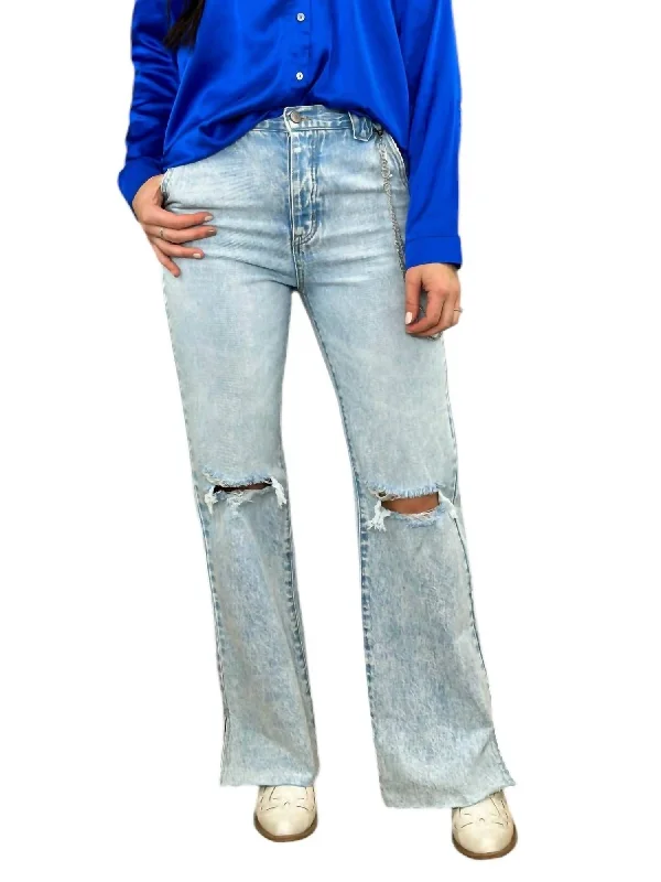 90's Flare Jeans In Light Wash Casual Wide-Legged Denim Jeans