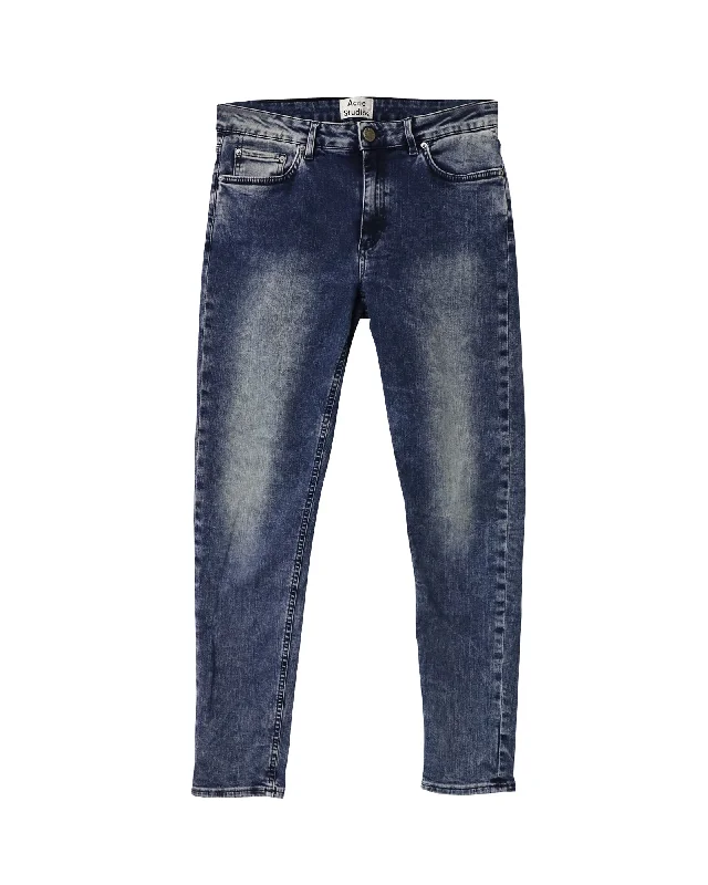 Acne Studios Skin 5 Skinny Jeans in Navy Blue Cotton Denim Stylish High-Rise Mom Jeans