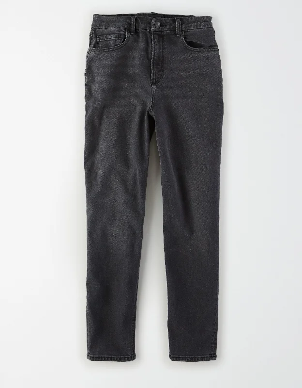 AE Stretch Curvy Mom Jean Comfortable Distressed Straight-Leg Jeans