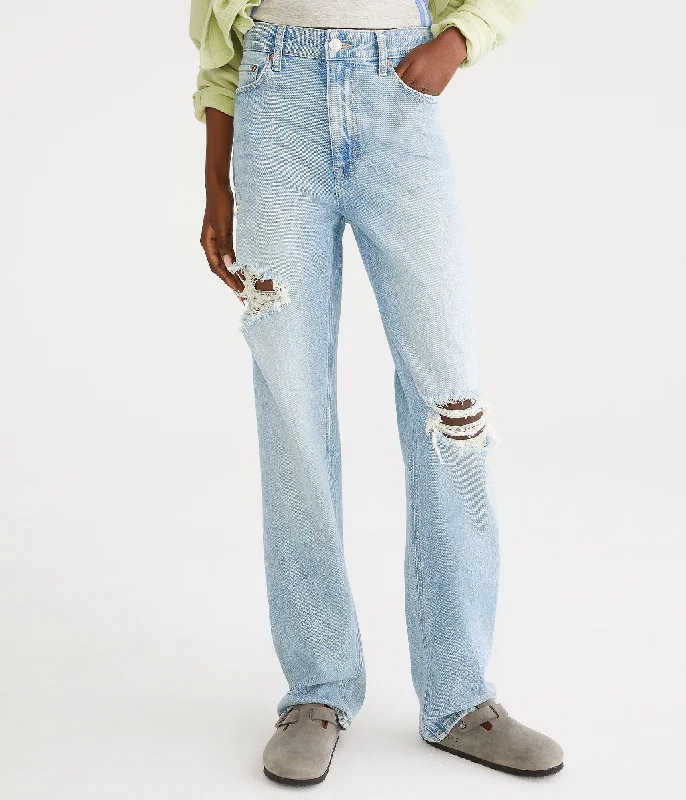 Aeropostale Curvy High-Rise Baggy Jean Elegant High-Waisted Flared Jeans
