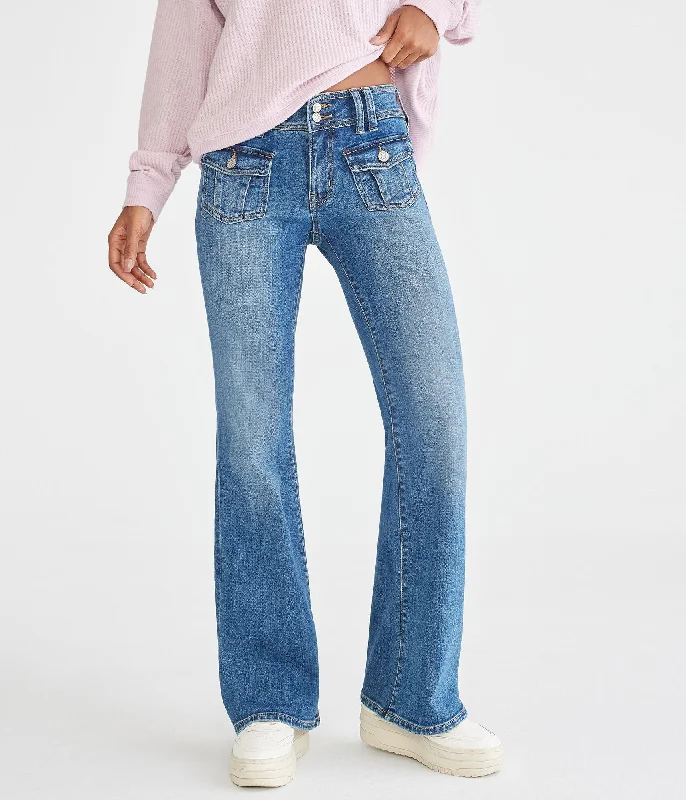 Aeropostale Flare Low-Rise Jean Comfortable Distressed Straight-Leg Jeans