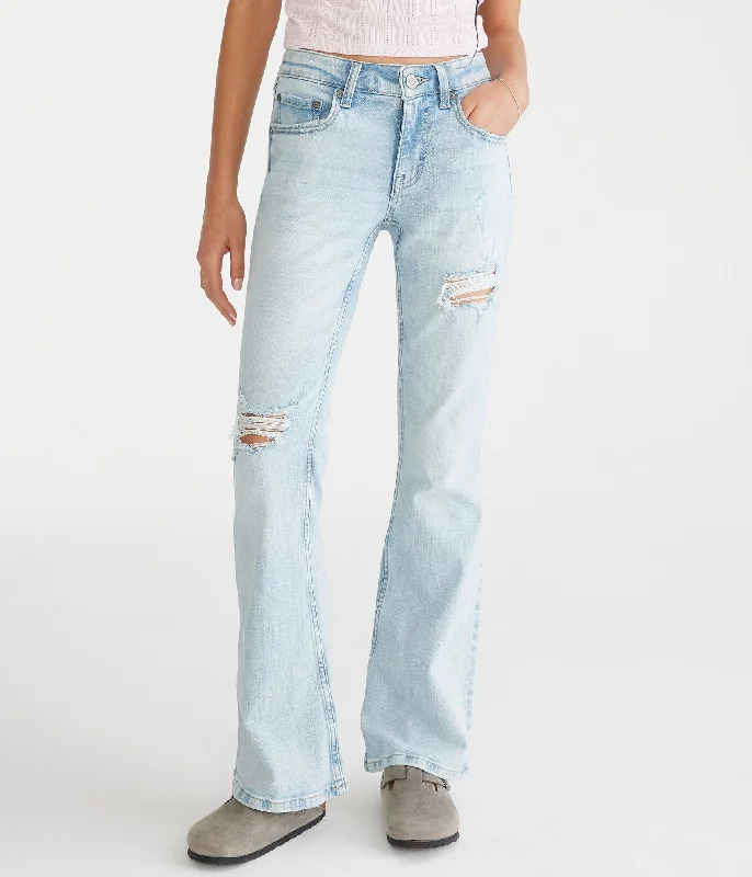 Aeropostale Flare Low-Rise Jean Fashionable Button-Front Jeans