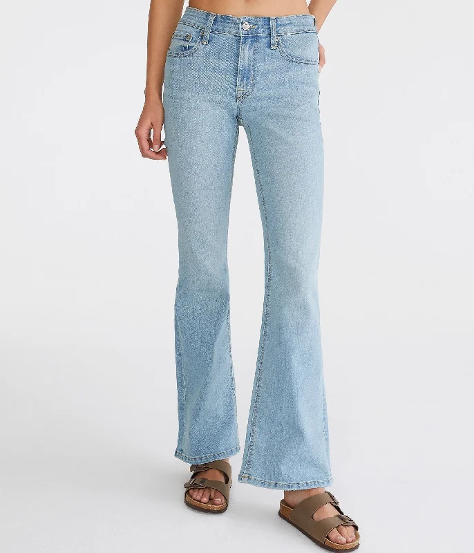 Aeropostale Flare Mid-Rise Jean Casual Straight-Leg Jeans